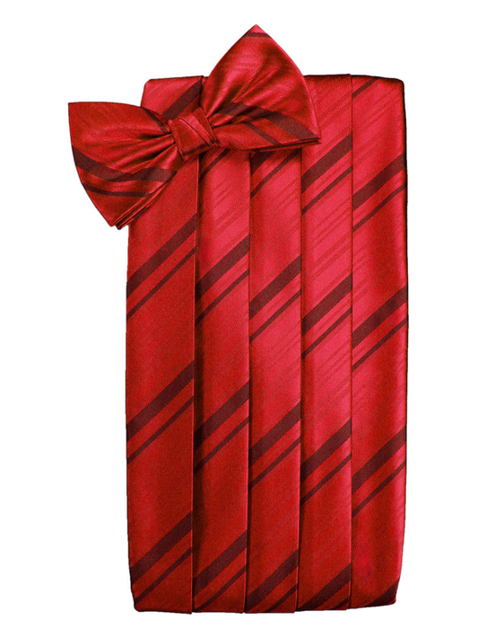 Scarlet Red Striped Satin Cummerbund Set