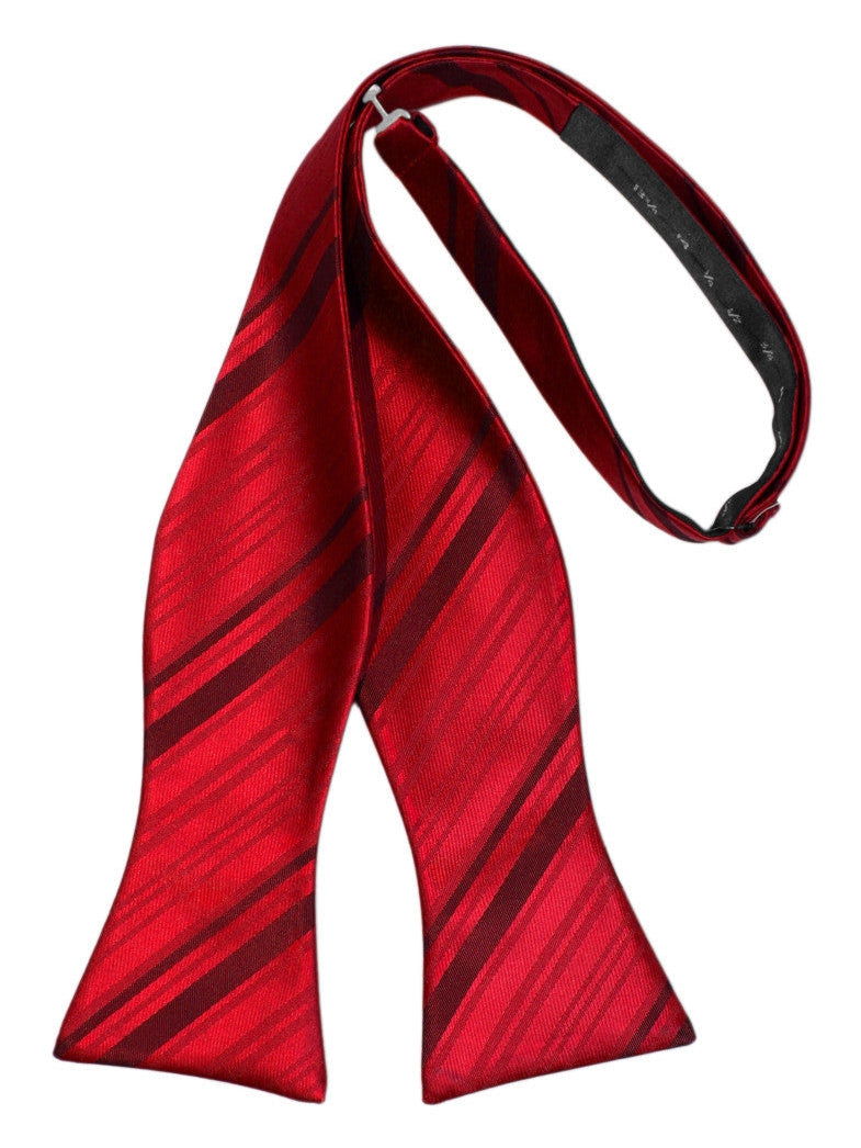 Scarlet Striped Satin Self-Tie Formal Bow Tie