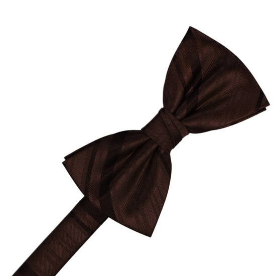 Truffle Striped Satin Formal Bow Tie