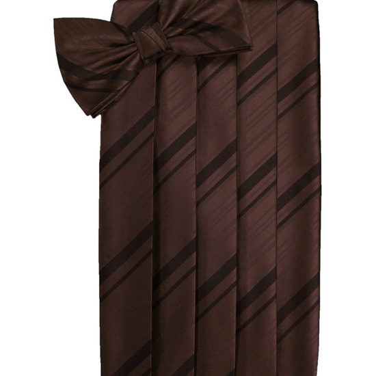 Truffle Striped Satin Cummerbund Set
