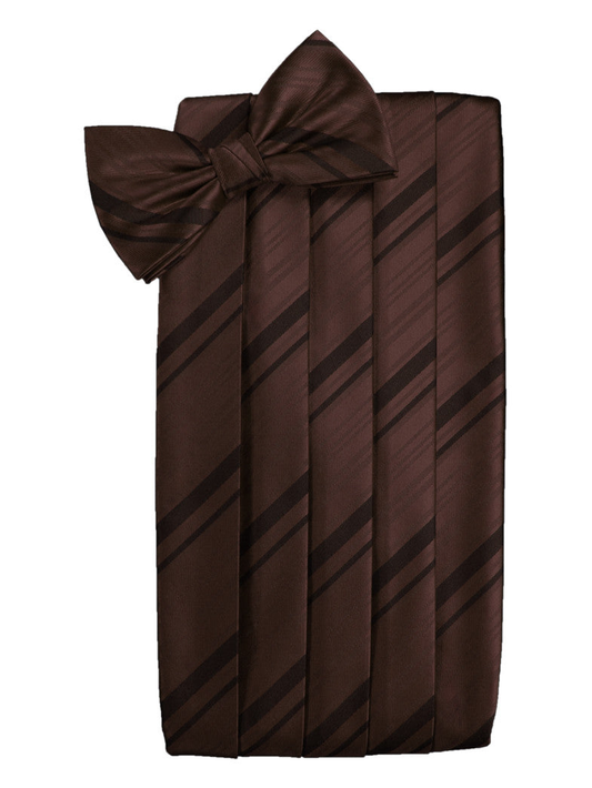 Truffle Striped Satin Cummerbund Set