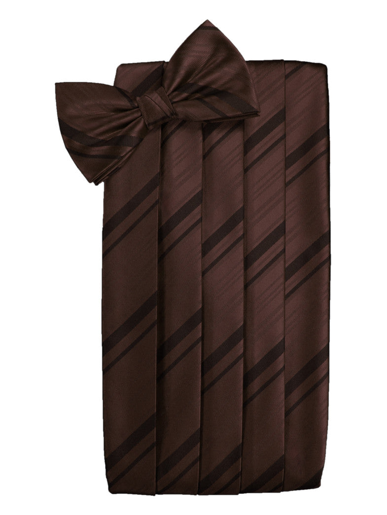 Truffle Striped Satin Cummerbund Set