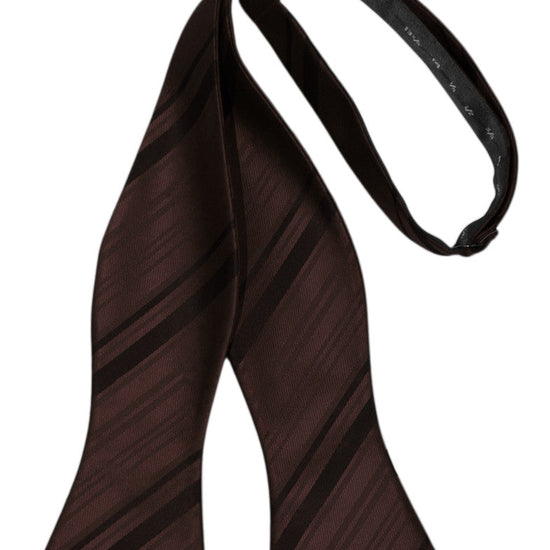 Truffle Striped Satin Self-Tie Formal Bow Tie