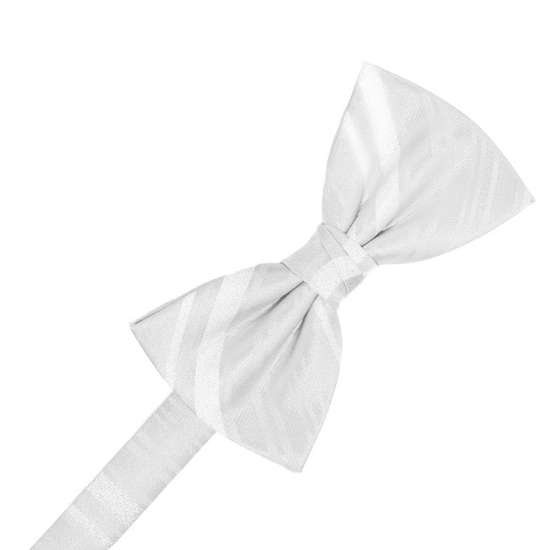 White Striped Satin Formal Bow Tie