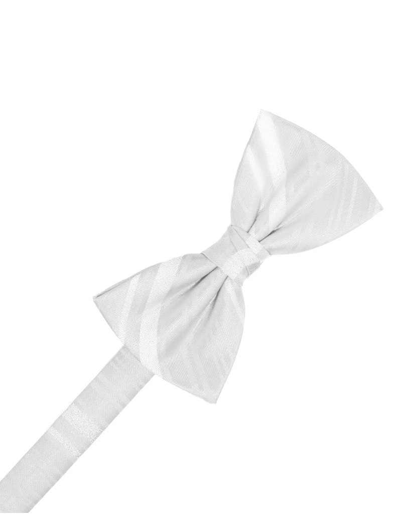 White Striped Satin Formal Bow Tie