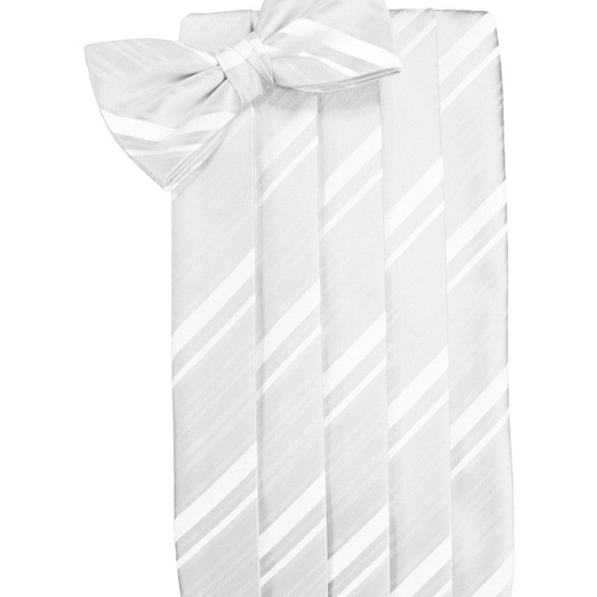 White Striped Satin Cummerbund Set