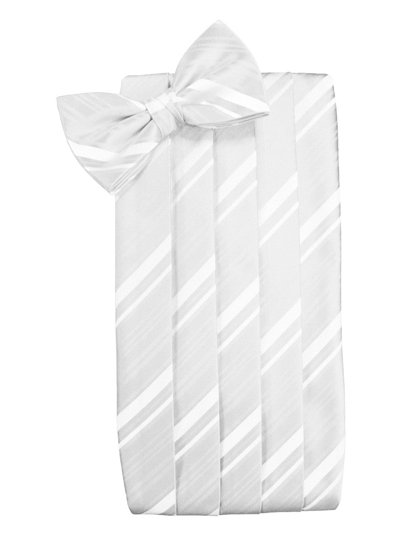 White Striped Satin Cummerbund Set