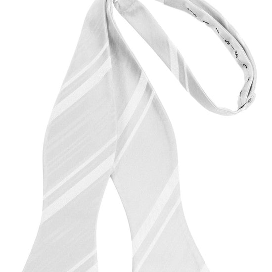 White Striped Satin Self-Tie Formal Bow Tie