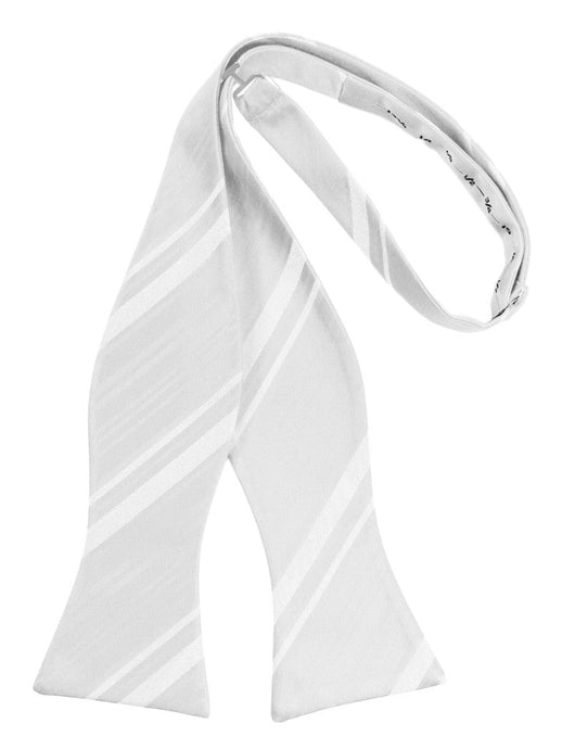 White Striped Satin Self-Tie Formal Bow Tie