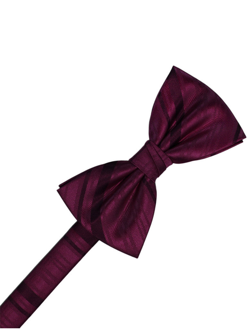 Wine Striped Satin Formal Bow Tie
