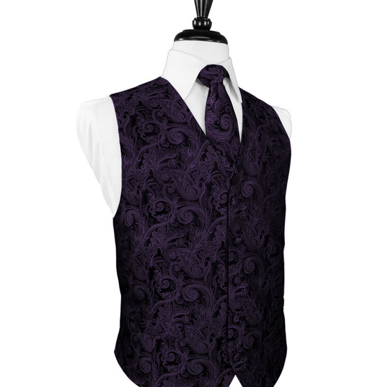 Berry Tapestry Tuxedo Vest