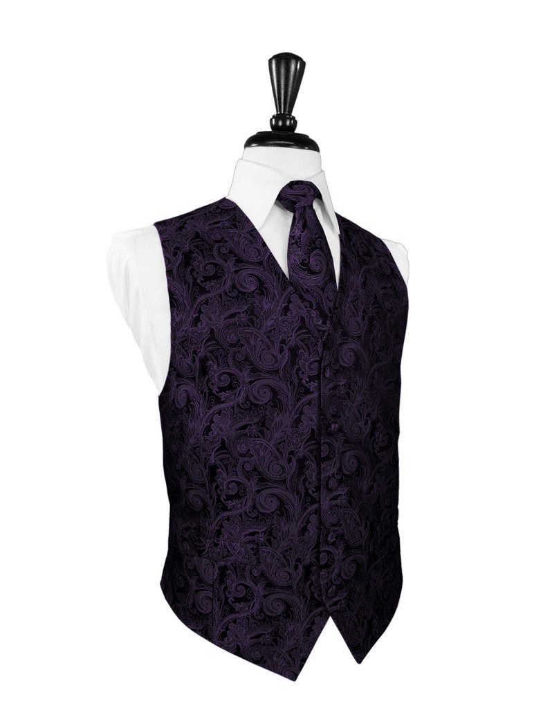 Berry Tapestry Tuxedo Vest