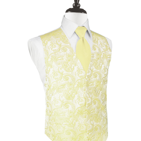 Canary Yellow Tapestry Tuxedo Vest