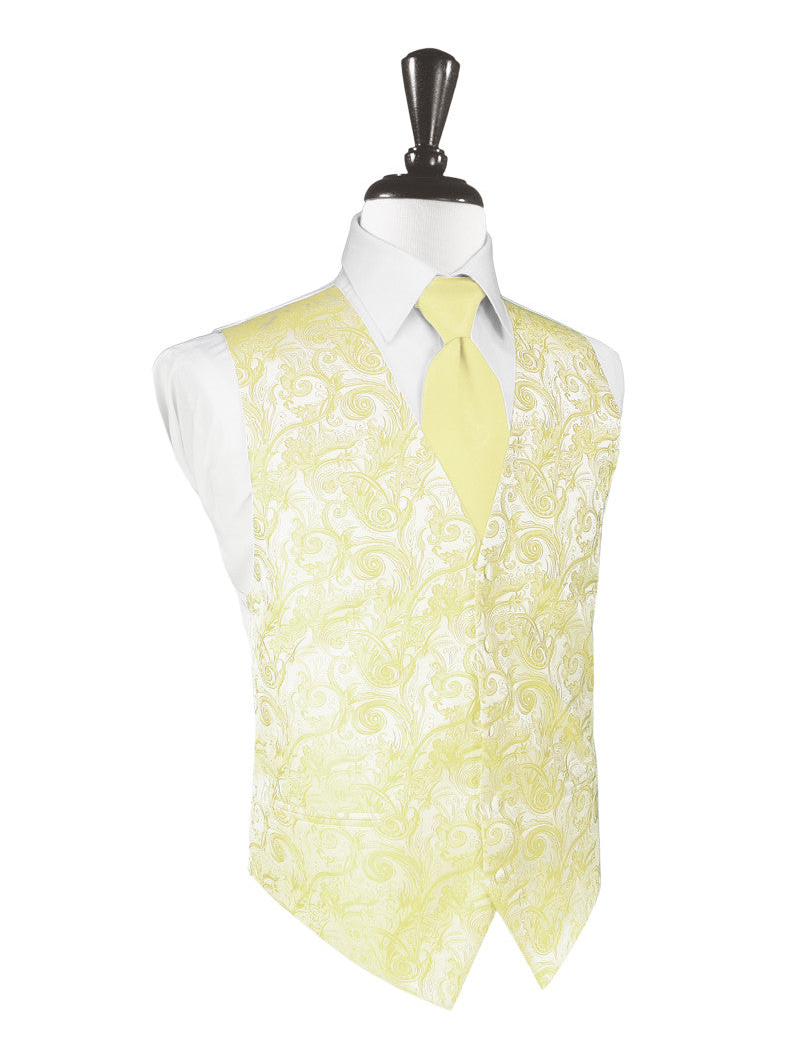 Canary Yellow Tapestry Tuxedo Vest