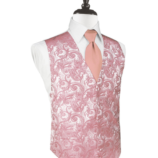 Coral Tapestry Tuxedo Vest