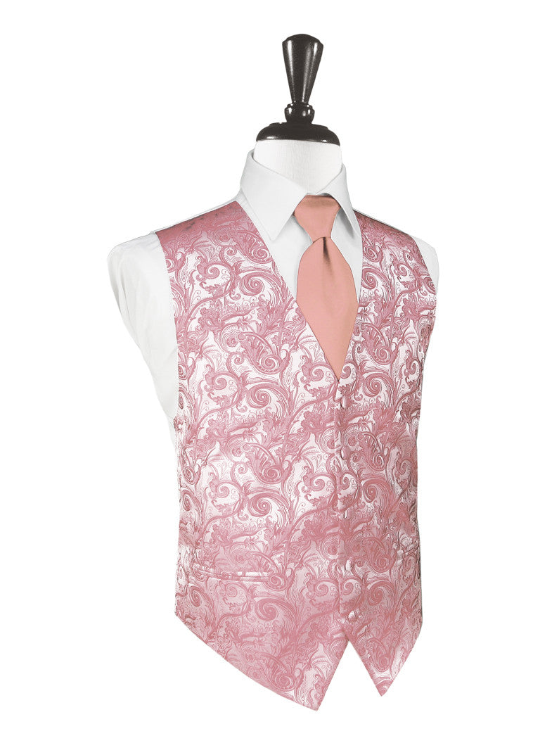Coral Tapestry Tuxedo Vest