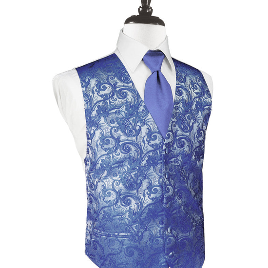Cornflower Tapestry Tuxedo Vest