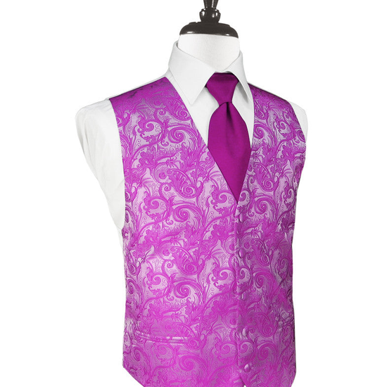 Fuchsia Tapestry Tuxedo Vest