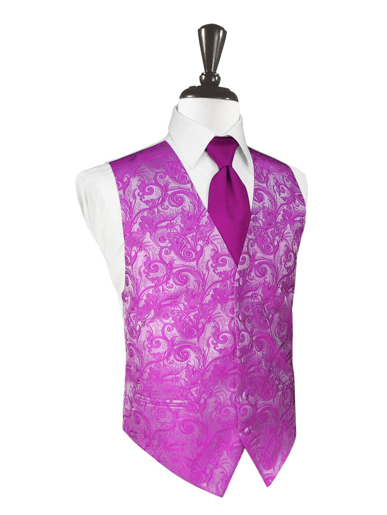 Fuchsia Tapestry Tuxedo Vest
