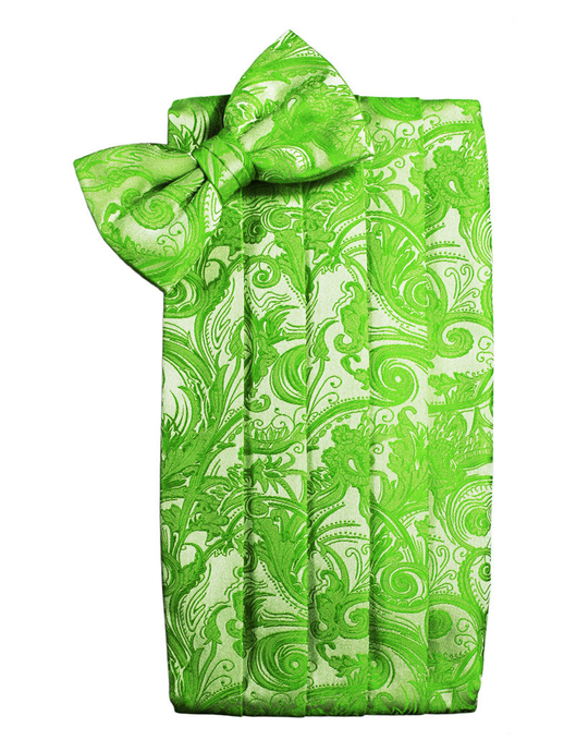 Kelly Green Tapestry Style Cummerbund Set 