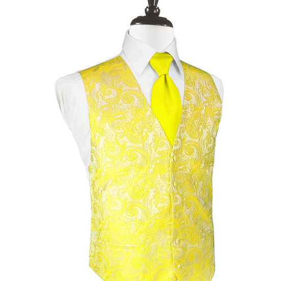 Lemon Tapestry Tuxedo Vest