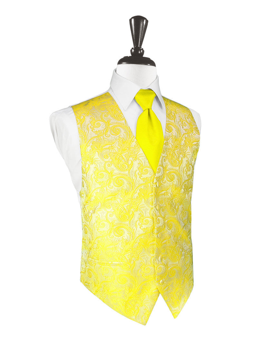 Lemon Tapestry Tuxedo Vest