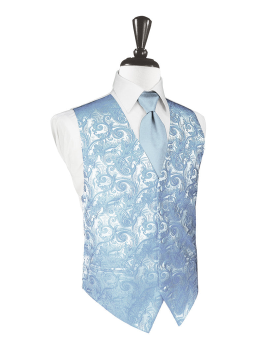 Light Blue Tapestry Tuxedo Vest