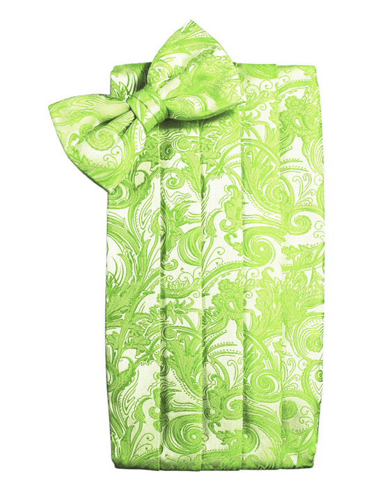 Lime Green Tapestry Cummerbund Set in "Premier" Satin