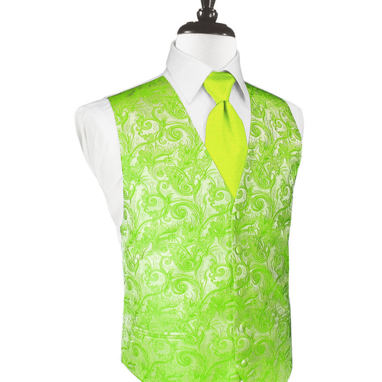 Lime Green Tapestry Tuxedo Vest