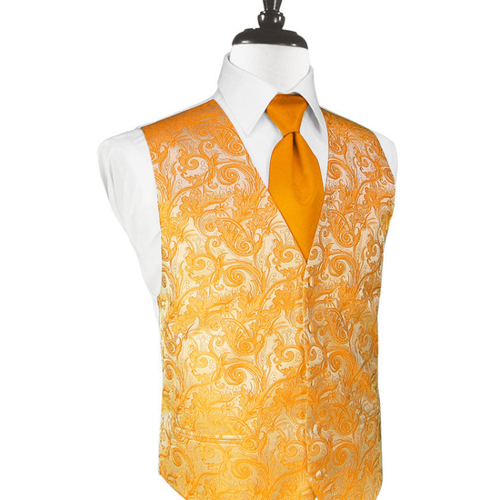 Mandarin Orange Tapestry Tuxedo Vest
