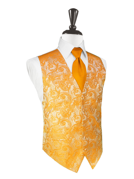 Mandarin Orange Tapestry Tuxedo Vest