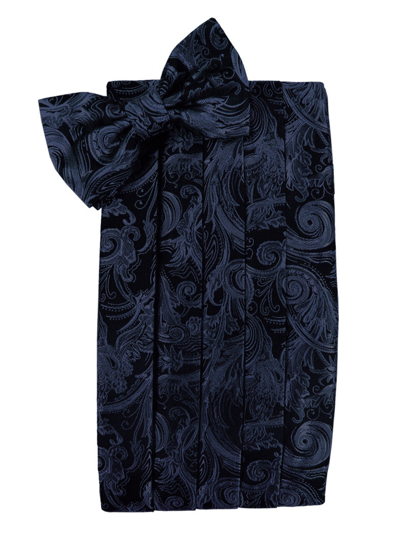 Midnight Blue Tapestry Style Cummerbund Set