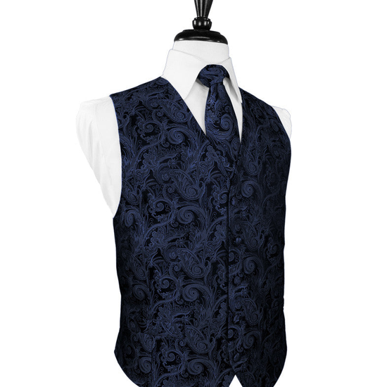 Midnight Blue Tapestry Tuxedo Vest