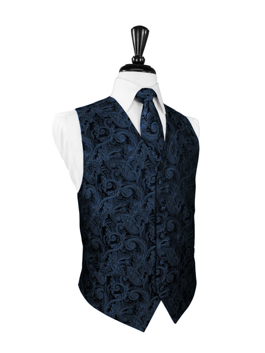 Peacock Blue Tapestry Tuxedo Vest