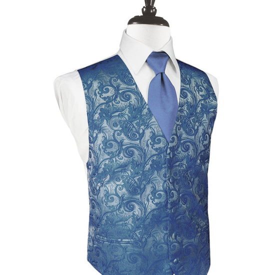 Periwinkle Tapestry Tuxedo Vest