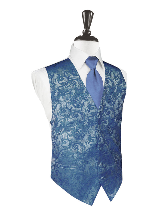 Periwinkle Tapestry Tuxedo Vest