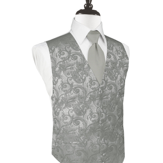 Platinum Tapestry Tuxedo Vest in "Premier" Satin