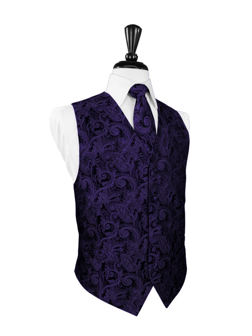 Purple Tapestry Tuxedo Vest