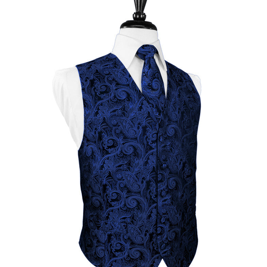 Royal Blue Tapestry Tuxedo Vest