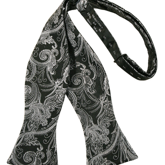 Silver Tapestry Silk Self-Tie Bow Tie