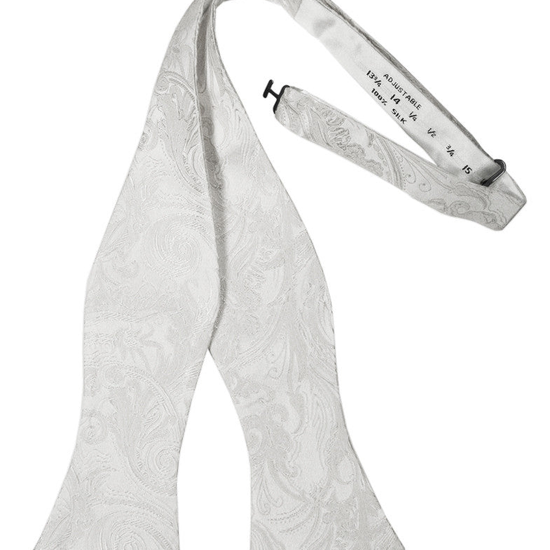 White Tapestry Silk Self-Tie Bow Tie