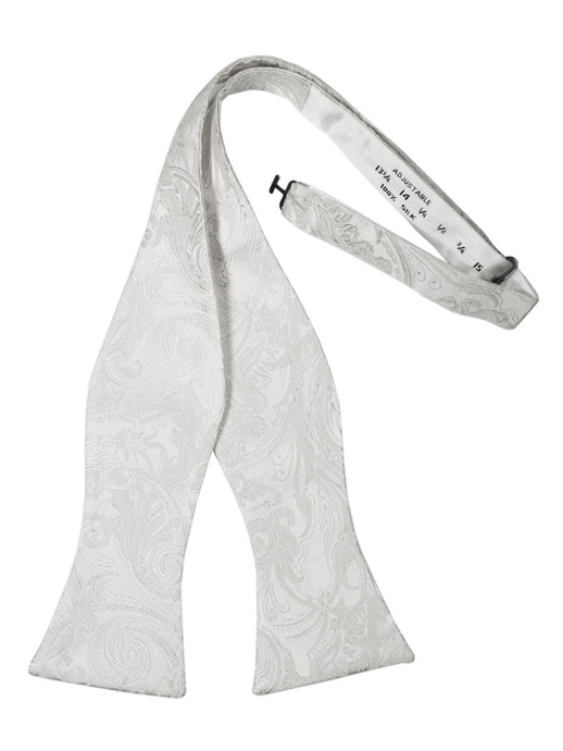 White Tapestry Silk Self-Tie Bow Tie