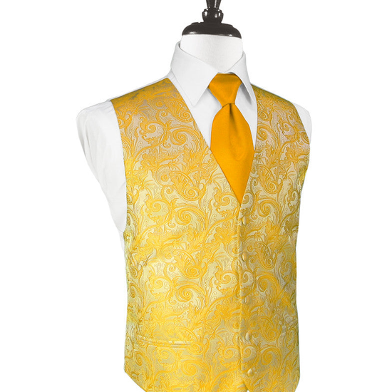 Tangerine Orange Tapestry Tuxedo Vest