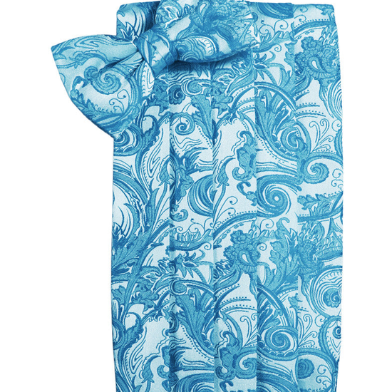 Turquoise Tapestry Cummerbund Set in "Premier" Satin