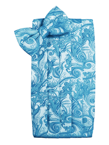 Turquoise Tapestry Cummerbund Set in "Premier" Satin