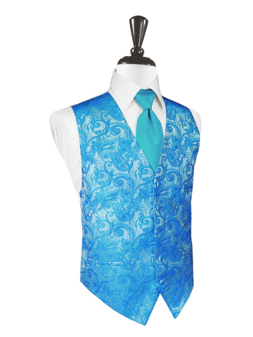 Turquoise Tapestry Tuxedo Vest
