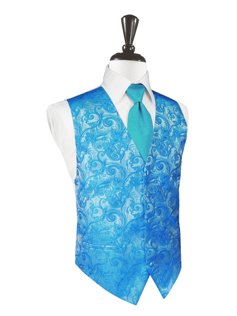 Turquoise Tapestry Tuxedo Vest
