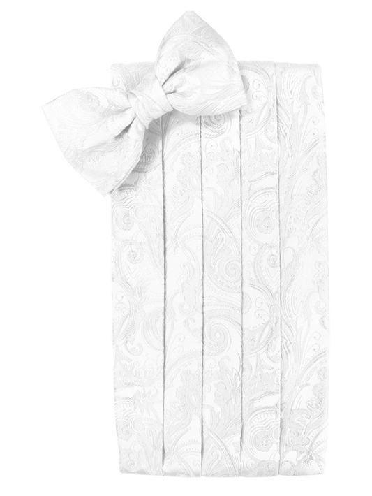 White Tapestry Cummerbund Set in "Premier" Satin