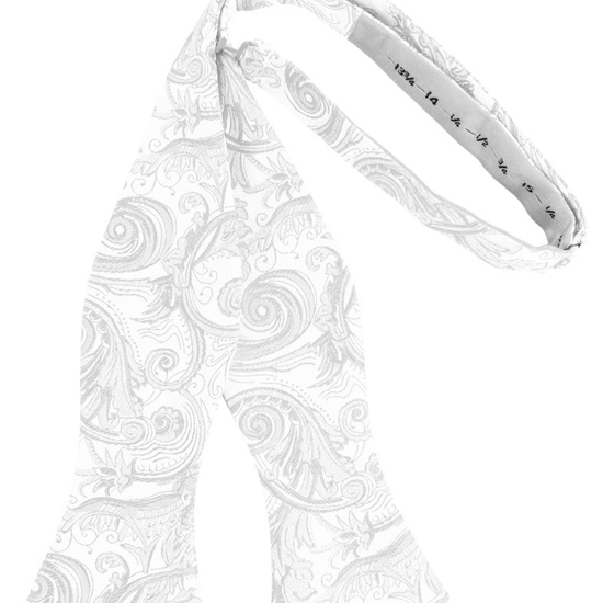 White Satin Tapestry Self-Tie Formal Bow Tie