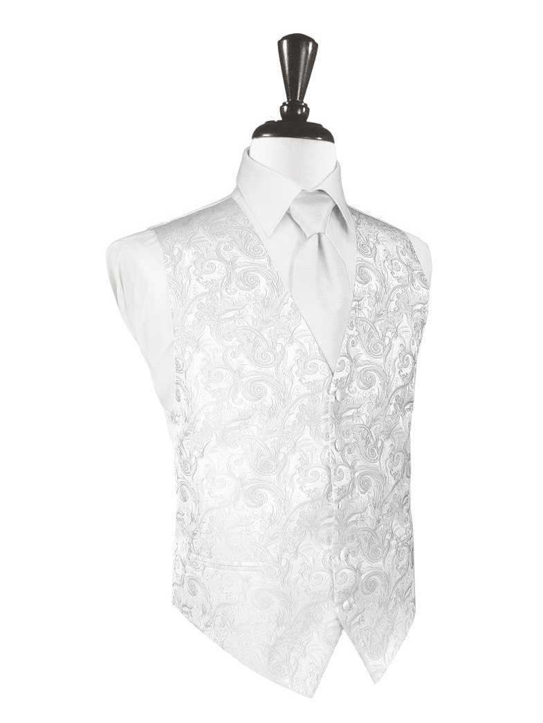 White Satin Tapestry Tuxedo Vest